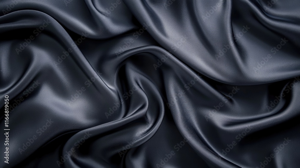 Aufkleber Elegant gray silk fabric waves creating a smooth flowing texture backdrop for design projects or luxury presentations