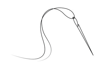 Sewing needle continuous one line art vector illustration design