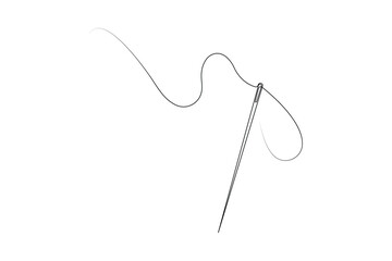 Sewing needle continuous one line art vector illustration design