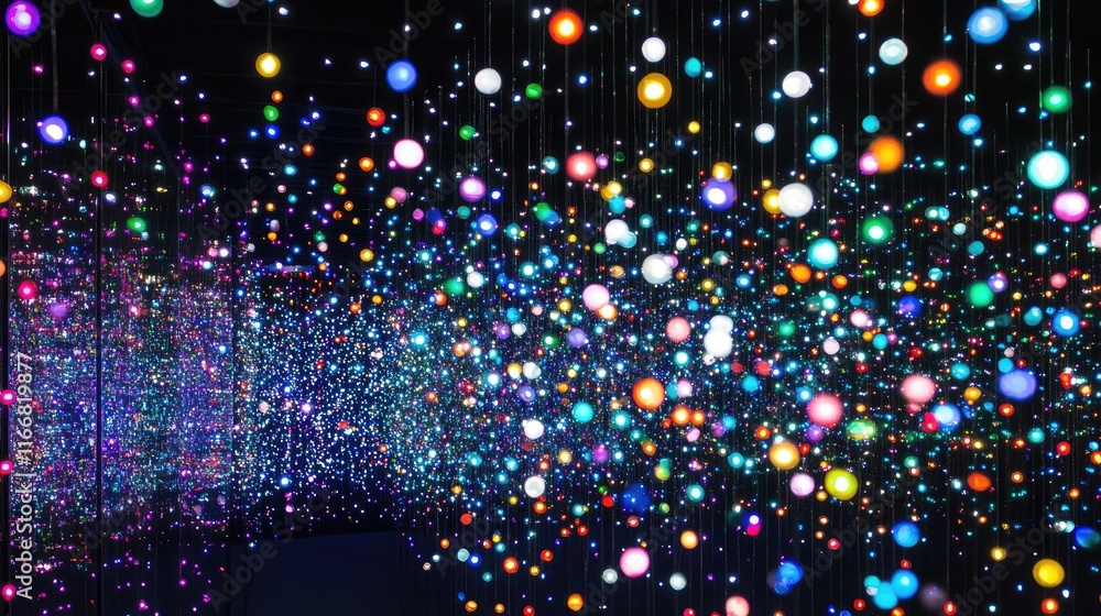Aufkleber colorful bokeh lights on a black background creating a festive and enchanting atmosphere for events 