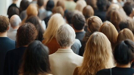 Diverse crowd of people waiting in line at a service point highlighting social interaction and community dynamics in a public setting