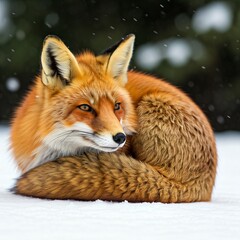 Naklejka premium red fox in the snow