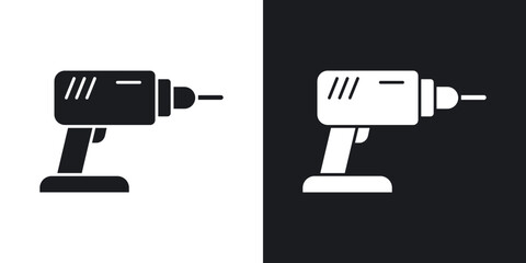 Drill icons in solid black and white colors