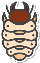 ステッカー風ミニ昆虫の単品アイコン　幼虫