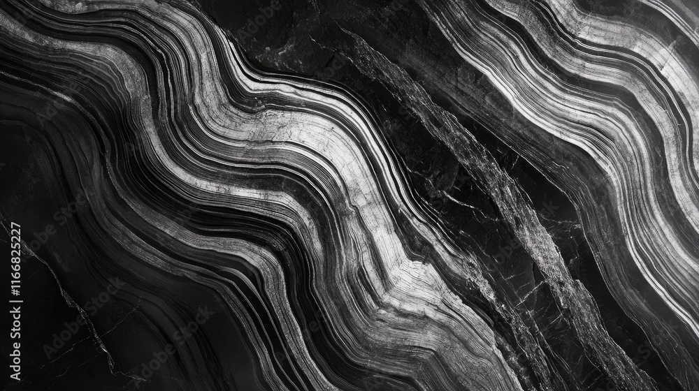Poster elegant black and white marble texture with swirling patterns and smooth curves ideal for modern des