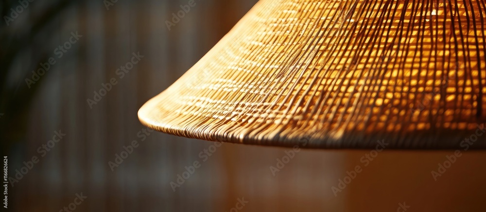 Aufkleber artisanal handcrafted lampshade with delicate straw texture creating a warm and inviting ambiance in