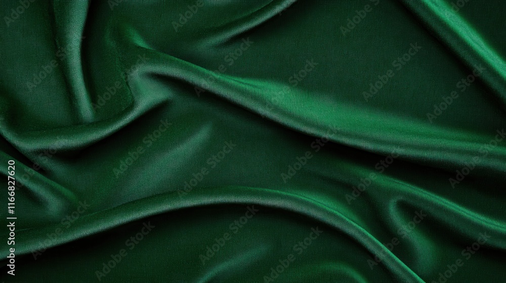 Poster elegant textured dark green fabric with soft satin finish and subtle draping patterns