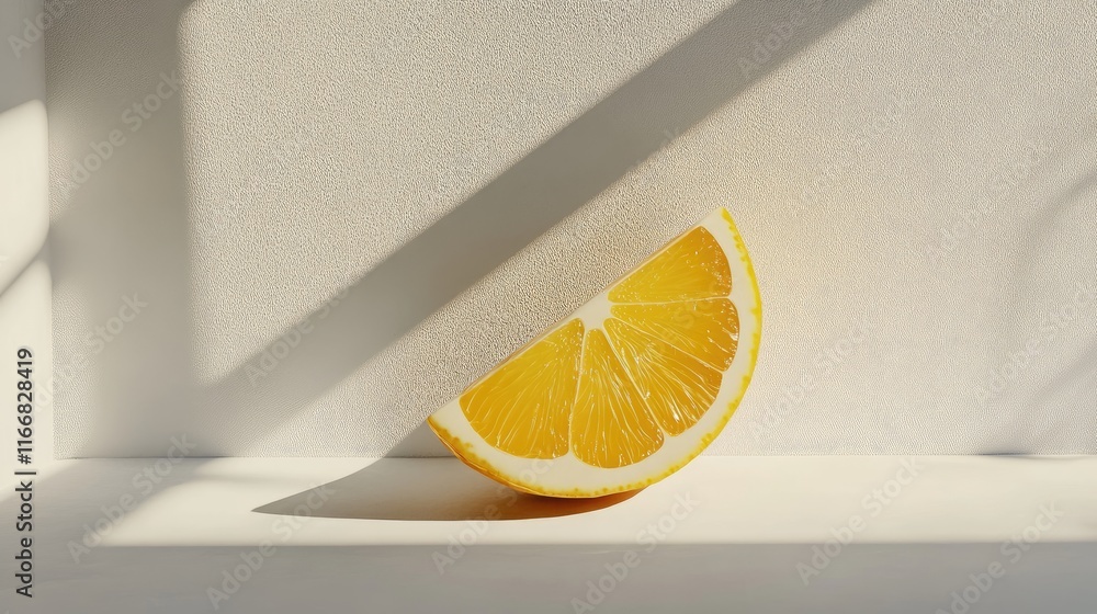 Aufkleber fresh lemon slice beautifully illuminated against a clean white background showcasing its vibrant co