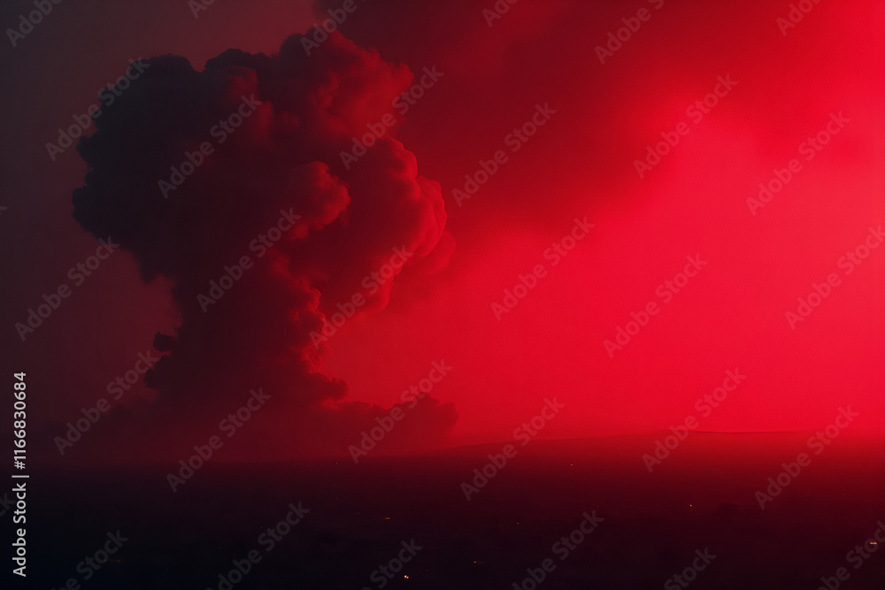 Canvas Prints background with dark smoke clouds in red light after explosion or natural disaster. abstract banner 