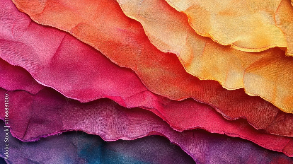 Aufkleber vibrant crepe paper texture in layers with rich color gradients for background or craft use
