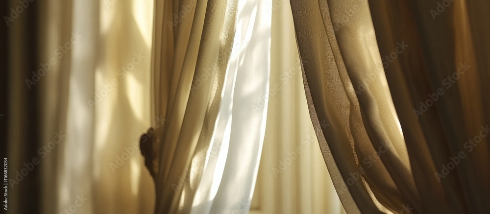 Poster elegant drapes softly framing a window creating a warm intimate atmosphere ideal for sophisticated b