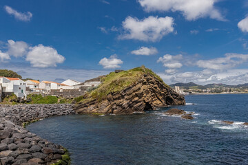 Obraz premium San Roque cliff in the ocean in Sao Roque town Azores San Miguel island Portugal