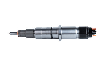 New fuel injector on white background close up