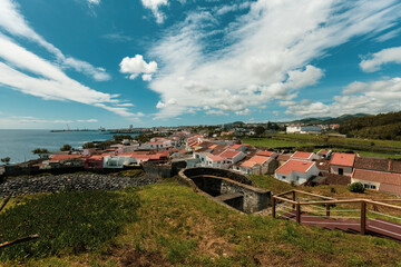 Sao Roque town aerial view San Miguel islad Azores Portugal