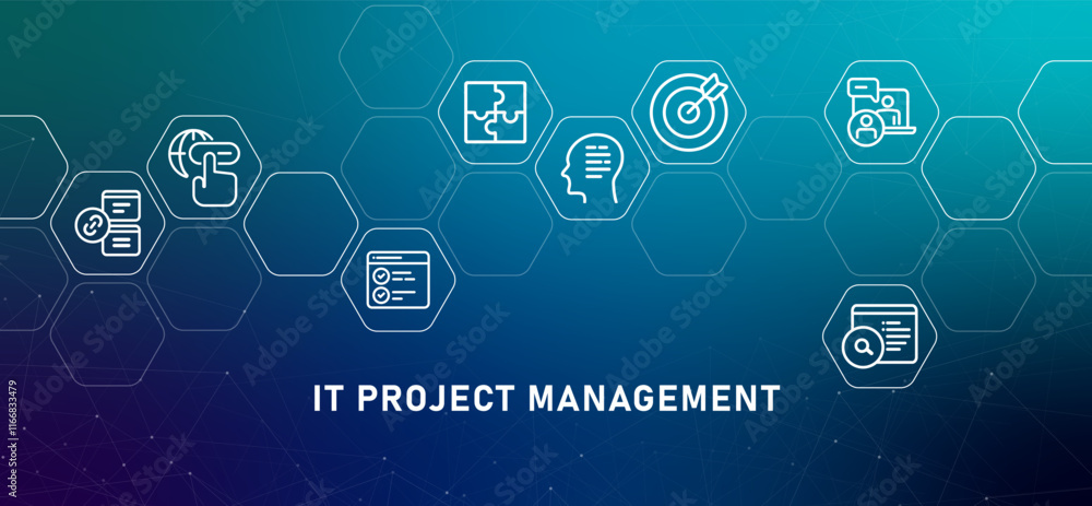 Aufkleber it project management gradient header work progress analysis managing optimization of software devel