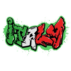 italy country flag in graffiti art style