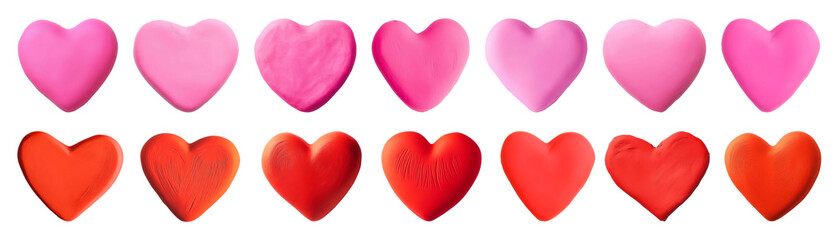 PNG Colorful heart shapes variety, isolated element set, transparent background