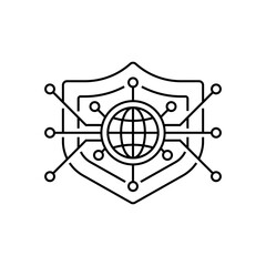 Cyber Shield Line Icon. linear style sign for mobile concept and web design. Outline vector icon.