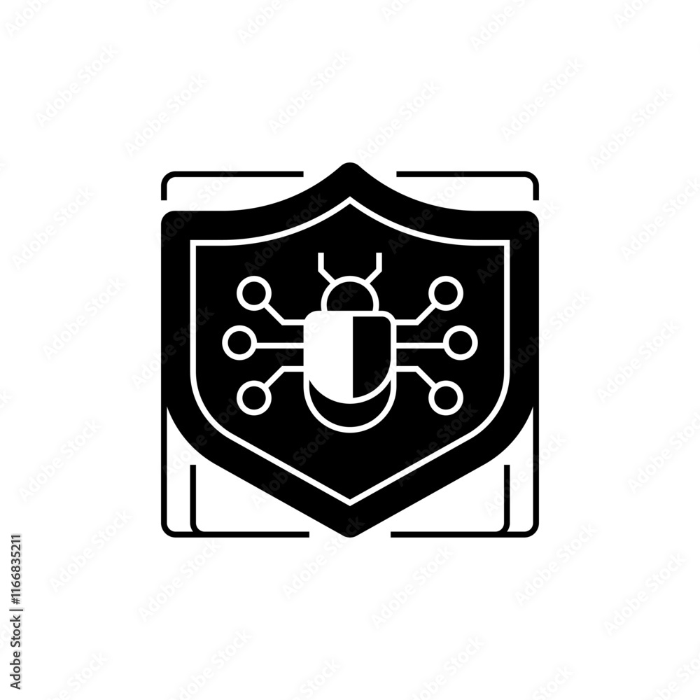 Poster antivirus shield line icon. linear style sign for mobile concept and web design. outline vector icon