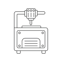 Laser Machine line icon with white background vector stock illustration