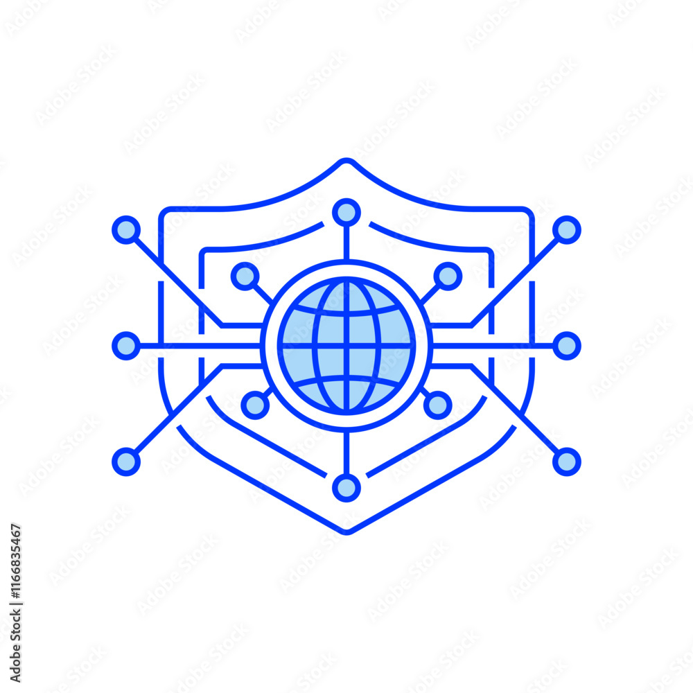 Poster cyber shield line icon. linear style sign for mobile concept and web design. outline vector icon.