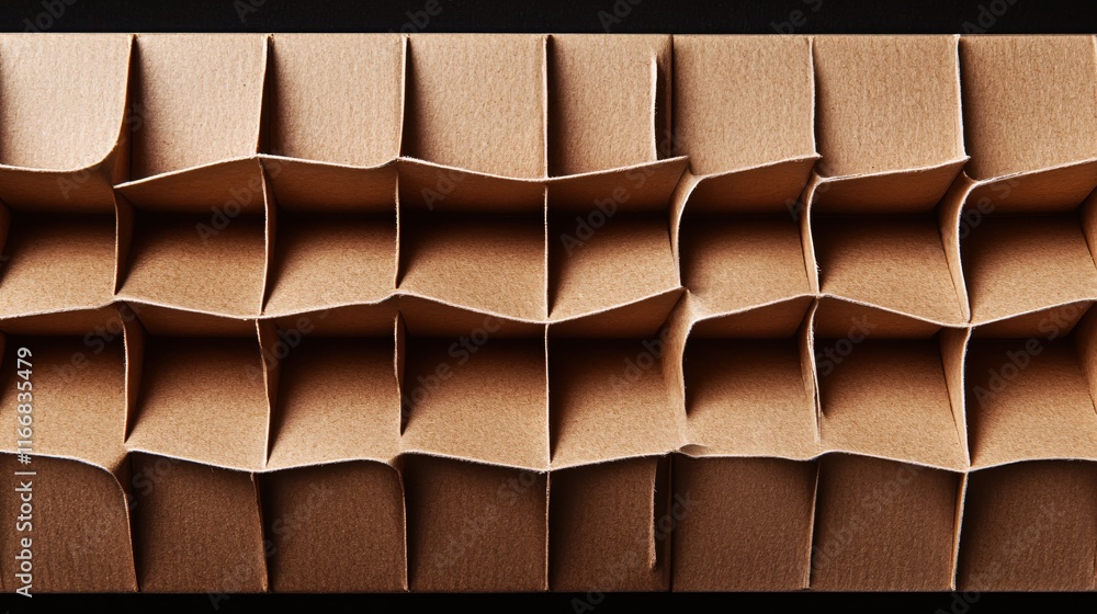 Poster abstract texture of brown cardboard material with wave pattern from above viewpoint