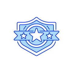 Shield with Star Line Icon. linear style sign for mobile concept and web design. Outline vector icon.
