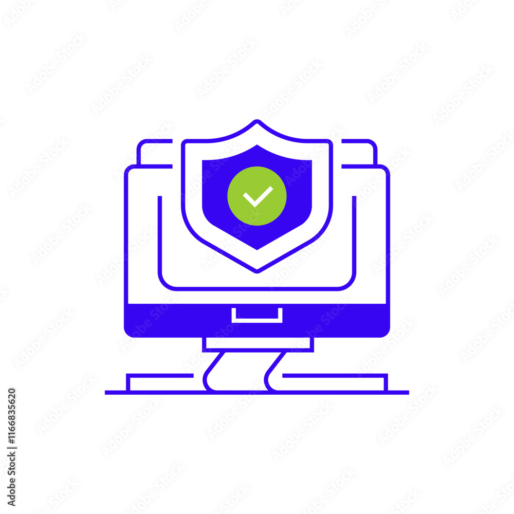 Poster computer security two tone color icon. linear style sign for mobile concept and web design. outline 