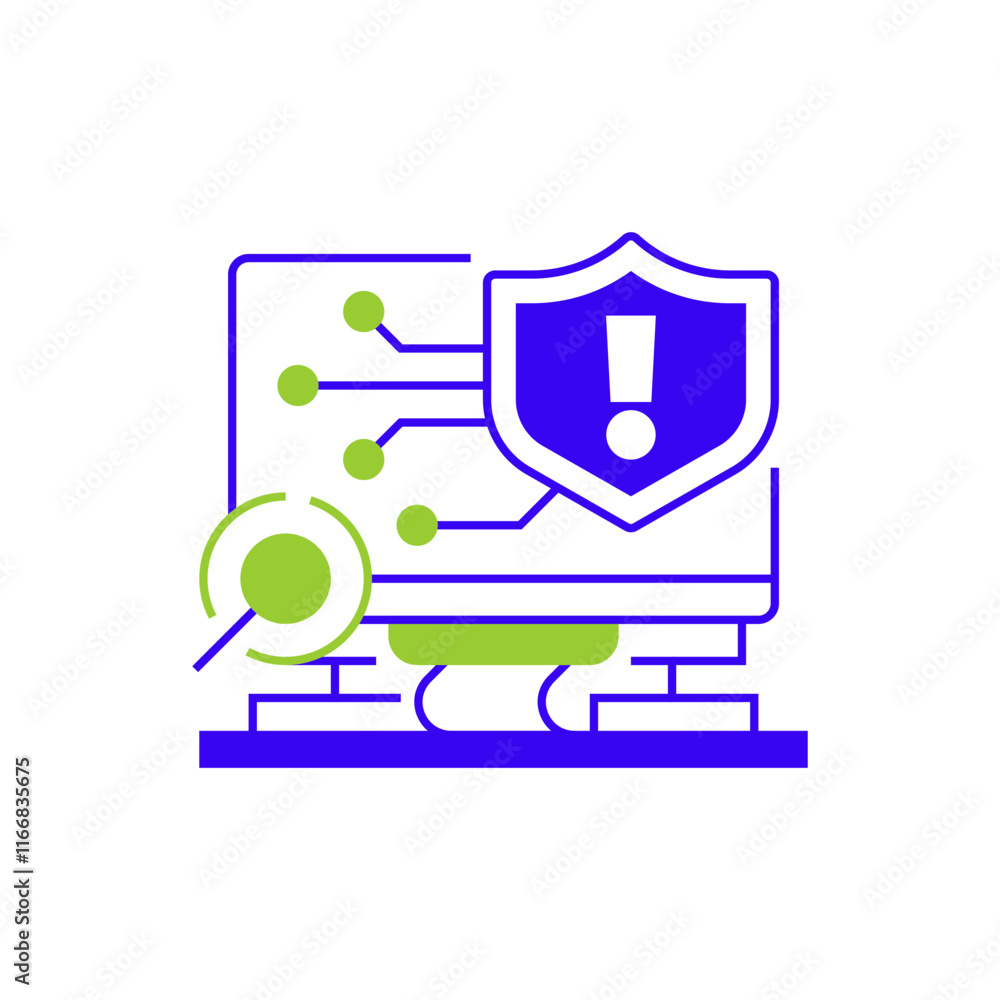 Poster cyber threat detection line icon. linear style sign for mobile concept and web design. outline vecto