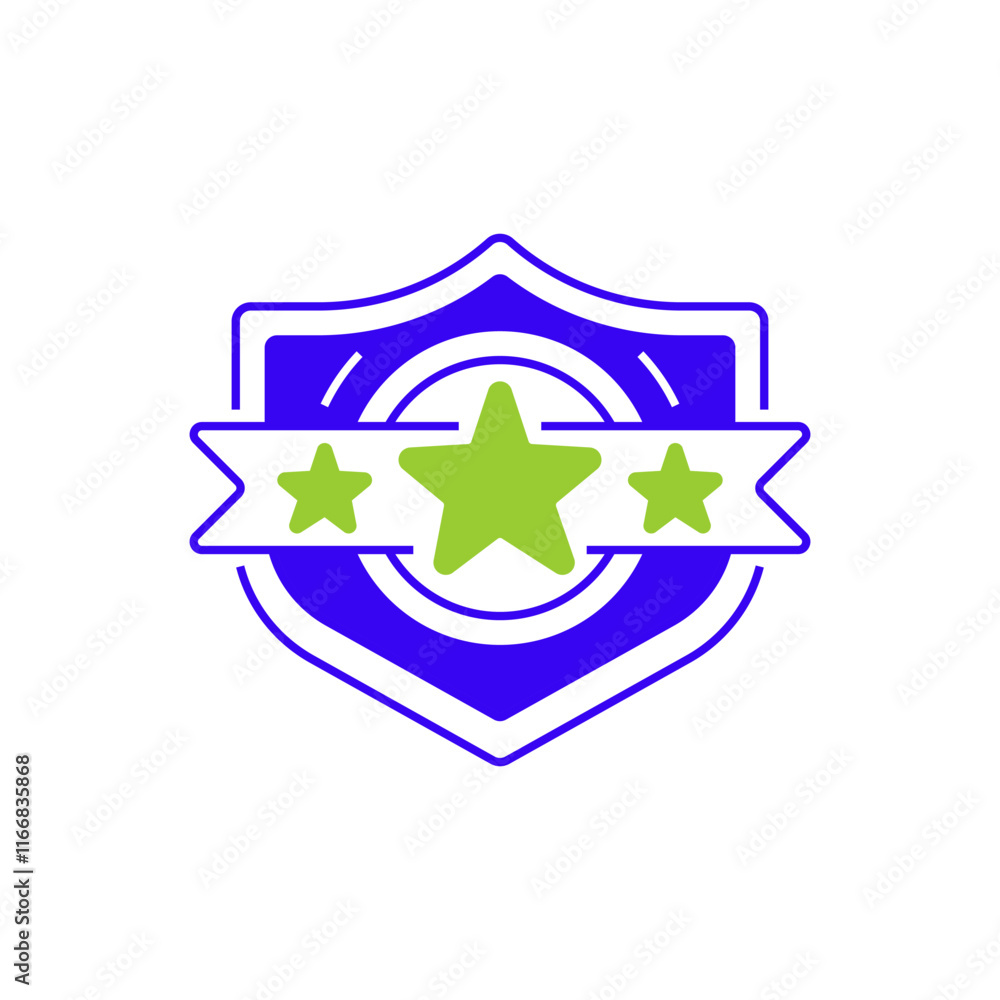 Poster shield with star line icon. linear style sign for mobile concept and web design. outline vector icon