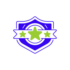 Shield with Star Line Icon. linear style sign for mobile concept and web design. Outline vector icon.