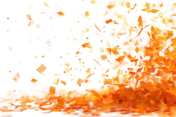 Vibrant Orange Confetti for Celebratory Occasions Isolated on Transparent Background