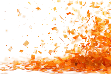 Vibrant Orange Confetti for Celebratory Occasions Isolated on Transparent Background