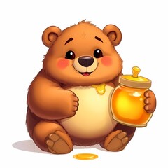 Fototapeta premium Adorable Honey Bear Cub Illustration 