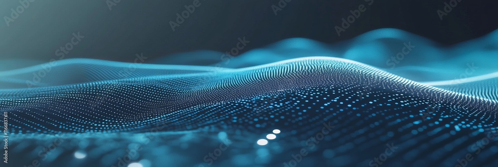 Poster vibrant blue digital waves create a mesmerizing abstract background in a futuristic design