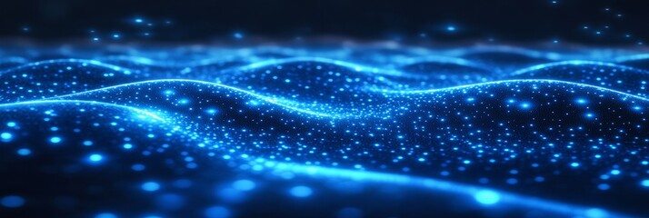 Waves of glowing blue light create a mesmerizing underwater illusion at dusk