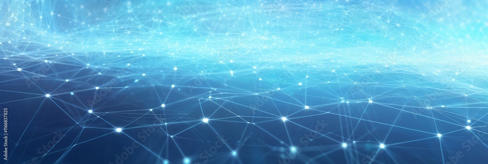 Poster digital network connections illuminating a flowing blue background in a futuristic design during a t