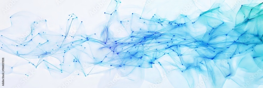 Poster abstract design featuring flowing blue lines and shapes on a light background creating a soothing ef