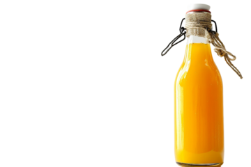Refreshing Orange Juice in a Sealed Bottle Isolated on Transparent Background