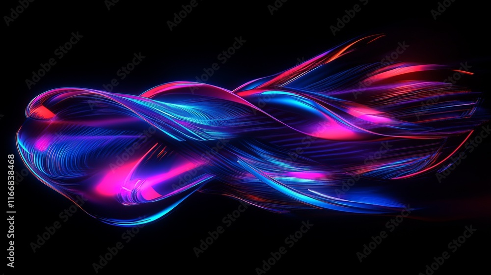 Poster colorful swirling abstract lines create a mesmerizing effect in a dark background