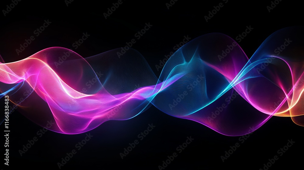 Poster colorful wave patterns in abstract design create a vibrant display of light and movement