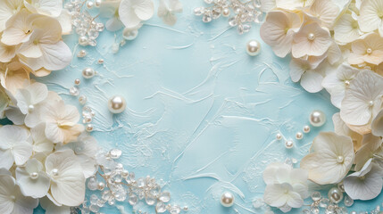 Gorgeous background wallpaper with hydrangea and pearls