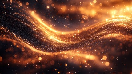 Fototapeta premium Golden glittering wave abstract background.