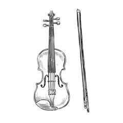violin vector line art hand drawn illustration © Garage graphic.std