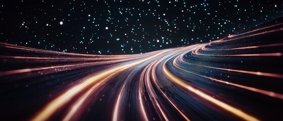 Futuristic Digital Landscape  Abstract Data Flow  Technology  Network  Lines  Particles  G