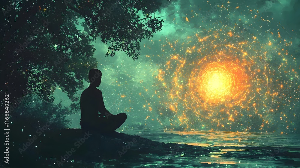 Aufkleber an representation of a calm serene and tranquil state of mind glowing swirling patterns symbolize th