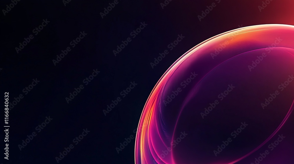 Poster colorful bubble floating in dark space with vibrant light reflections and abstract patterns