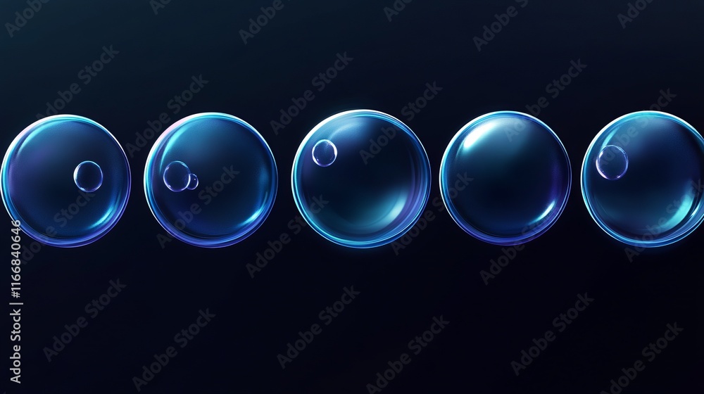 Poster Bubbles floating in a dark background create a serene and captivating visual experience during nighttime