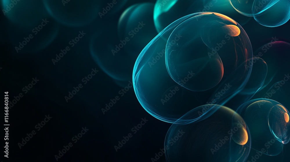 Poster colorful soap bubbles floating against a dark background create a captivating visual experience of l