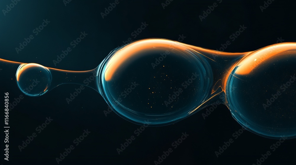 Poster colorful soap bubbles floating in dark space create an enchanting visual display at night
